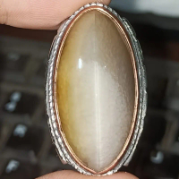 Cincin Batu Akik Pandan Semu Nanas Kapas Sutra Merah Lumut Oli Antik81