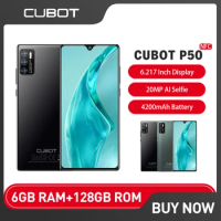 Cubot P50 Smartphone Android 11 20MP Selfie Camera 6GB RAM+128GB ROM Mobile Phone 6.217 Inch Octa Core 4200mAh 4G Cellphones NFC