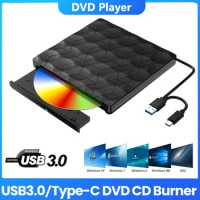 USB3.0 TypeC Slim External DVD RW CD Writer Drive Burner Reader Player Optical Drives For Laptop PC DVD Burner DVD Portable