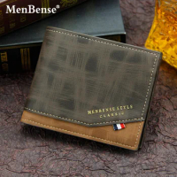 MenBense Mens Wallets Leather PU Bifold Short Wallet Male Retro Business Coin Purse Multifunctional Mini Card Wallet Money Bags