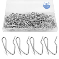 50/100Pcs Metal Curtain Hooks Drapery Pinch Pleat Hook Pins With Clear Box for Window Curtain Door Curtain and Shower Curtain