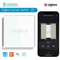 BSEED Zigbee Curtain Touch Switch Smart Wall Switch Intelligent Curtain Switches Tuya Smart Life APP Google Alexa Voice Control