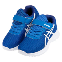 【布布童鞋】asics亞瑟士LAZERBEAM藍色針織網布兒童機能運動鞋(J0U074B)