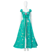 Giselle Cosplay Costume Green Floral Princess Costume Giselle Curtain Dress Outfit for Women Adult
