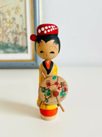 日本昭和 鄉土玩具 木雕木芥子和服人形木偶置物擺飾