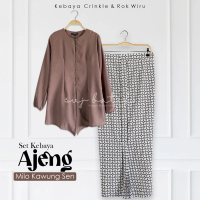 Setelan wanita batik rok span wiru instan kawung terbaru set atasan kebaya crinkle premium svj batik