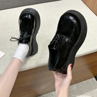日系小皮鞋女2021新款復古夏季薄款黑色jk大頭鞋英倫風圓頭厚底鞋