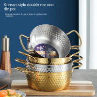 Noodles Pot Korean-style Binaural Instant Noodle Household Soup Pot Instant Noodle Stainless Steel Creative Pot