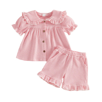 Baby Girl Summer Outfits Short Sleeve Button Down Tops and Shorts
