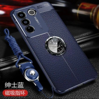 Magnetic Case For Vivo V29 V27 V27E V25 Pro V23 5G Holder Ring Phone Cover Luxury TPU Soft Silicone Protectio Shockproof Bumper