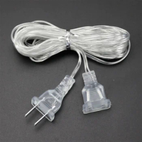 3M 5M Power Extension Cord For EU / US Plug LED Holiday Light String Extension Standard Switch Cable Christmas Curtain Light