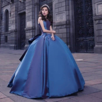 Luxury Blue Quinceanera Dress 2024 Strapless Princess Prom Ball Gown Sweet 16 XV Years Old Miss Birthday Dress Pageant Mexican