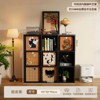 復古風梳化側邊櫃實木格子櫃書架客廳落地櫃矮櫃儲物櫃卡萊克書櫃