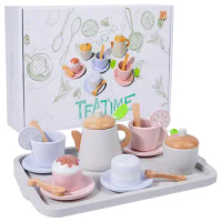 Wooden Tea Set Kids Tea Set For Little Girls Kitchen Pretend Play Toy Toddler Role Play Toy Little Girls Educational Tea Party