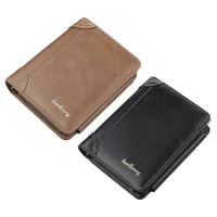 NEW-Baellerry Short Men Wallets 11 Card Holders Zipper Men Leather Purse Solid Coin Pocket Male Purse