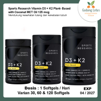 (DIJAMIN ORIGINAL) Sport Research Vitamin D3 K2 with Coconut MCT Oil 125 mcg - 30, 60 & 120 Softgels