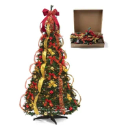 2024 New Design Pull Up Christmas Tree Fully Decorated Prelit, 3M 350 Warm Lights Stand for Christmas Decoration Supplies 6ft