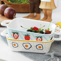 草莓煎蛋可愛創意INS家用陶瓷餐具碗盤碟魚盤焗飯盤單品套裝