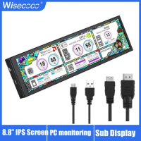 Wisecoco 8.8 Inch Capacitive Touch 480x1920 Long Strip Portable Monitor Stretched Bar LCD Aida64 PC Sub Display Ultrawide