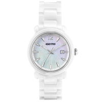 GOTO 躍動元素時尚陶瓷腕錶-白/40mm