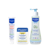 【Mustela 慕之恬廊】口水肌養護組(高效唇頰雙護膏9.2g+免用水潔淨液300ml+修護霜40ml)