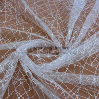 La Belleza Simple line with shine sequins on mesh wedding dress lining/background fabric by yard