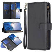 For Vivo Y35 Flip Case Zipper Leather Multi Wallet Book Etui For Vivo Y22S Y 11 12 20 21 S Y33S Y20i Y17 Y 22 Y15 Y27 Y36 Cover