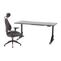 UPPSPEL/GRUPPSPEL 電競桌/椅, 黑色/灰色, 180x80 公分