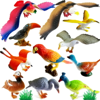 迷你仿真假鳥小鳥動物模型植物場景兒童玩具鸚鵡孔雀老鷹寶寶教具