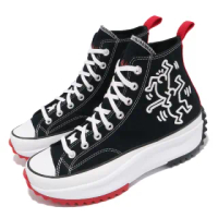 【CONVERSE】休閒鞋 Run Star Hike 穿搭 男女鞋 塗鴉藝術家 聯名 厚底 情侶款 帆布 黑 紅(171859C)