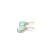 Anting Earrings Hook Juntai Motif Polos Batu Natural Carnelian, Larimar Perak Silver Bali Asli 925 W
