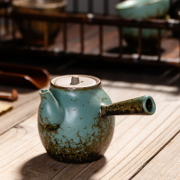 仿古茶壺懷舊老式復古粗陶側把壺陶瓷手抓壺泡茶防燙單壺家用
