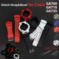 Suitable forResin Rubber Watch Strap & Bezel for Casio GA700 GA710 GA735 Waterproof Sport Silicone W