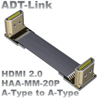 ADT-Link FPV HDMI 2.0 Standard Male to Male Flat Cable Type A-A Built-in Extension Cable Support 2K/144hz 4K/60Hz Computer Wire