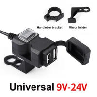 Motorcycle Quick Charge Dual USB Ports Charger Socket Adapter 9-24V with Waterproof Switch for Honda Pcx125 Pcx150 600 Cbf1000