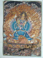 宗教佛像 刺繡版畫 西藏唐卡刺繡畫 織錦布畫絲織畫 牛頭明王