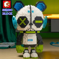 SEMBO Cyberpunk Panda Building Blocks Large Size Difficult Assembly Model Christmas Birthday Gift Kawaii Children's Toy