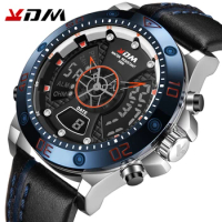 KADEMAN Mens Watches To Luxury Brand Men Leather Sports Watches Men's Quartz LED Digital Clock Waterproof Military Wrist Watch