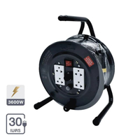 ล้อเก็บสายไฟเหล็ก 4 ช่อง VCT3x1.5 16 A LUZINO รุ่น TLM-1530 ขนาด 30 ม. สีเทา