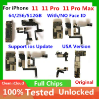 Original Unlocked For iPhone 11 Pro Motherboard IOS Update Full Chips Main Clean iCloud Logic Board With / No Face ID 11 Pro Max