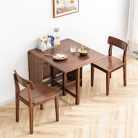 hoi! 源氏木語鹿特丹橡木胡桃色1.3M摺疊餐桌H28R02+餐椅H90S01(一桌兩椅 (H014319155)