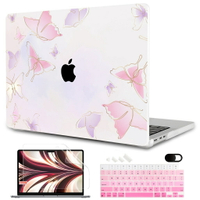 4件套 蝴蝶飛舞 磨砂彩繪殼 Macbook Pro Air13吋保護殼  M3 M2芯片 鏤空外殼 ins風格 硬殼