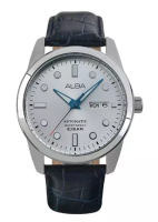 Alba Jam Tangan Pria Alba Mechanical AL4663 AL4663X1 Automatic Strap Leather Blue Color Men Silver D