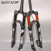 BUCKLOS 27.5inch Air Suspension Fork 120mm Travel MTB Bike Fork 26/27.5/29" Remote Tapered Bicycle Fork Disc Brake 9mm XC