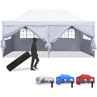 Diophros 10x20 Outdoor Canopy Tent, Waterproof Patio Tent with 6 Removable Sidewalls, Heavy Duty Outdoor Roof