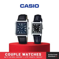 Jam Tangan Analog Couple Casio Vintage Tank MTP-B190L-2BVDF & LTP-V007L-1BUDF Original Leather Strap