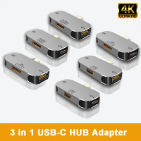 3 in 1 USB Hub Type C To HDMI-compatible/DP/Mini DP Adapter 100W PD Fast Charging USB-C Docking Station for Macbook Pro 4K@60Hz