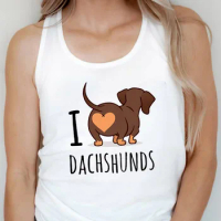 I Love Dachshund Dog Mama Tank Top Cute Dog Workout Tanktop Dachshund Lover Gift Tee Shirts Summer Ladies Tank Tops Clothing