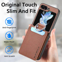 Shockproof Leather Cover for Samsung Galaxy Z Flip 5 Flip4 Flip5 Flip3 Flip 3 4 Zflip5 Wallet Function Cell Phone Accessories