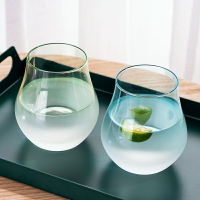 創意不倒翁彩色透明玻璃水杯 北歐ins杯子 家用牛奶杯茶杯果汁杯